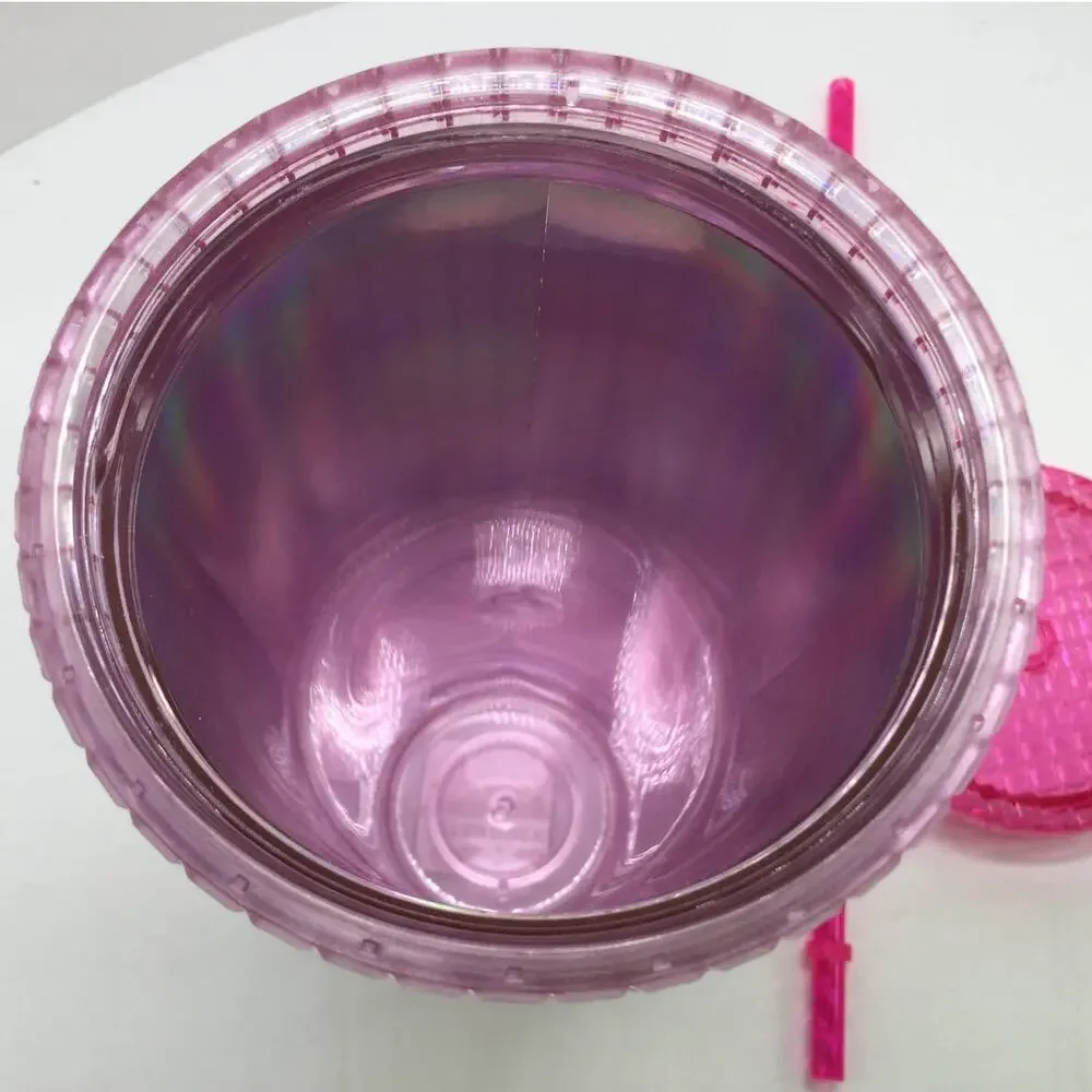 Starbucks Spring 2023 Iridescent Pink Grid Cold Tumbler 24 oz